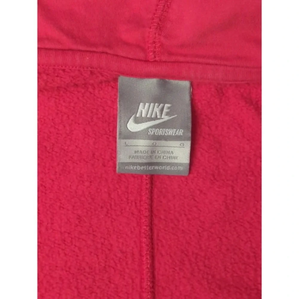 Nike Spellout Womens Red Hoodie Size L Zip Up Large Swoosh Sportswear Jacket Y2K